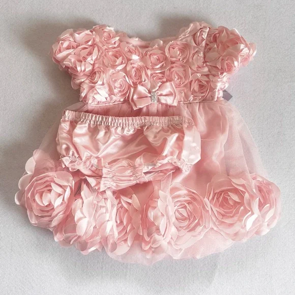 2 pc. Set Pink Floral Baby Dress 6-9 months - Picture 1 of 10